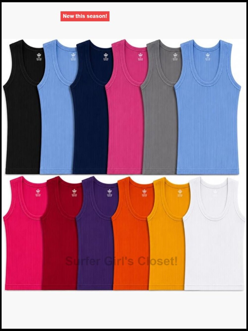 Women's 12 Pack Cotton Ribbed Tank Tops Racerback Sleeveless Undershirts Crew